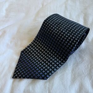 WALT DISNEY WORLD ‎ HIDDEN MICKEY MOUSE SILHOUETTE PATTERN SILK TIE BLUE